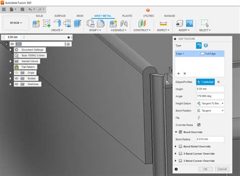 360 sheet metal|fusion 360 sheet metal hem.